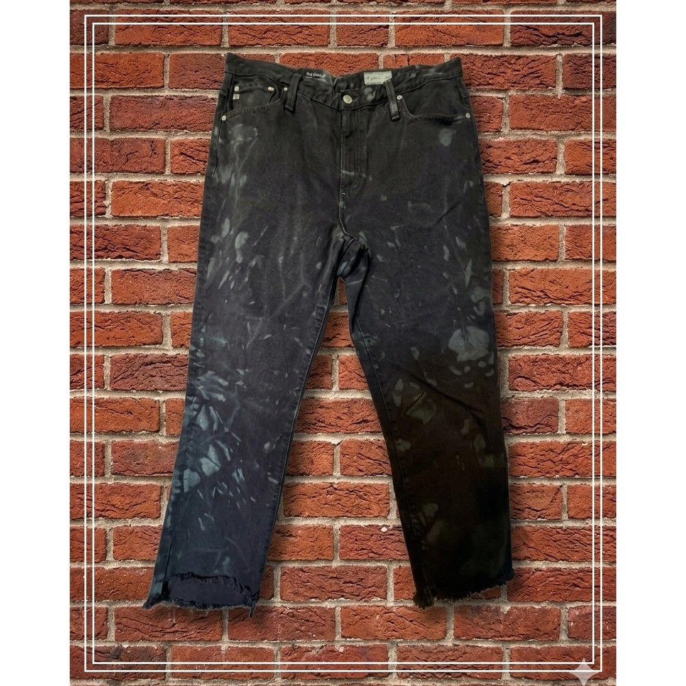 AG Adriano Goldschmied The Isabelle High Rise Straight Crop Tie Dye Jeans 32R 14